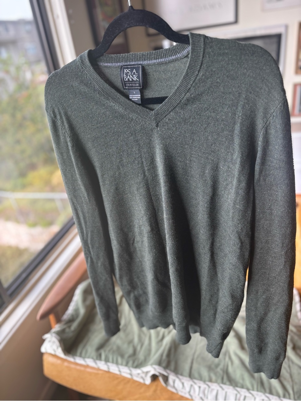 100% Marino Wool Olive Green Sweater